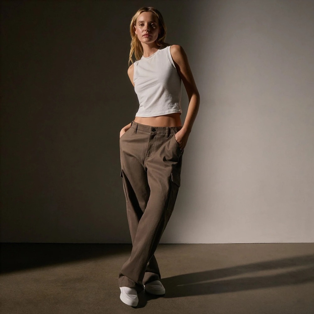 James Perse Cashmere Touch Cargo Pants Women 0 XS Mushroom Relaxed Fit NWOT $395